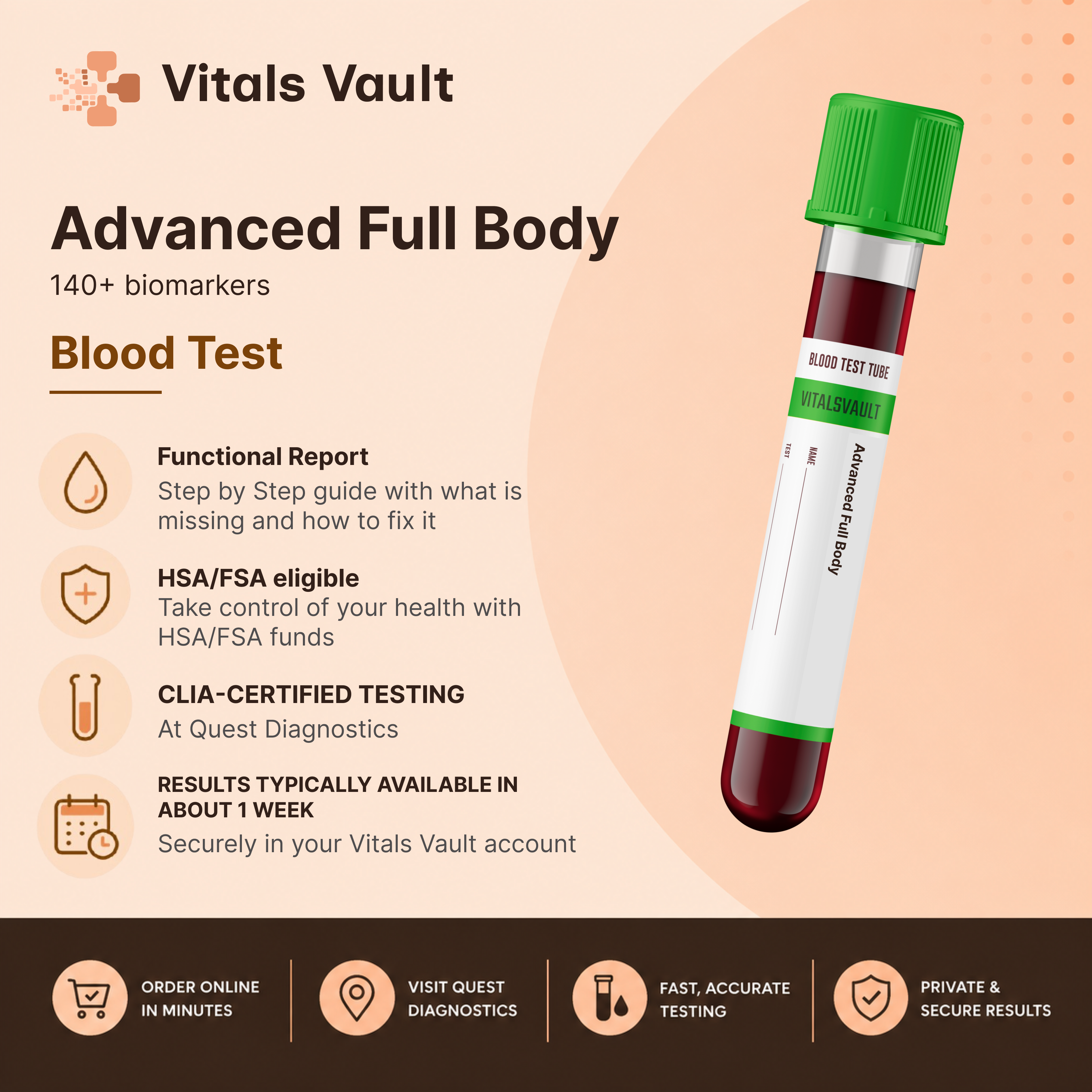 Advanced Full Body lab test kit by Vitals Vault