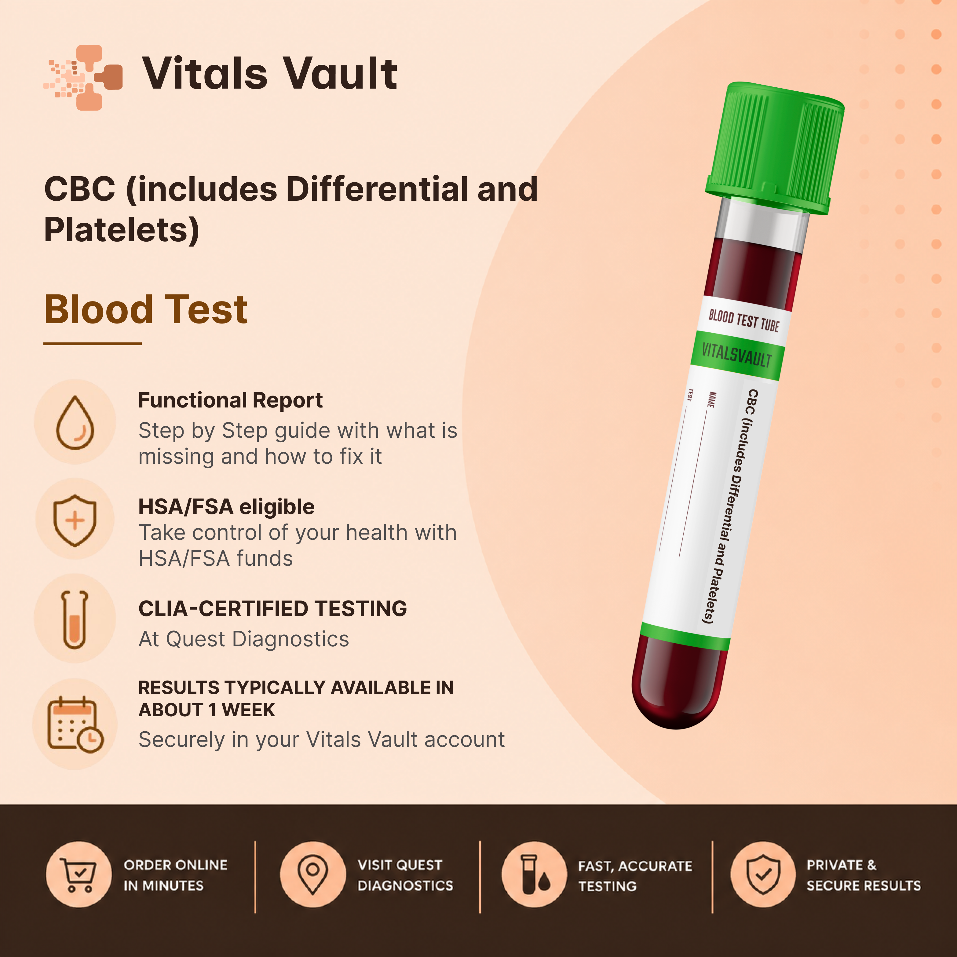CBC (Complete Blood Count) lab test kit by Vitals Vault