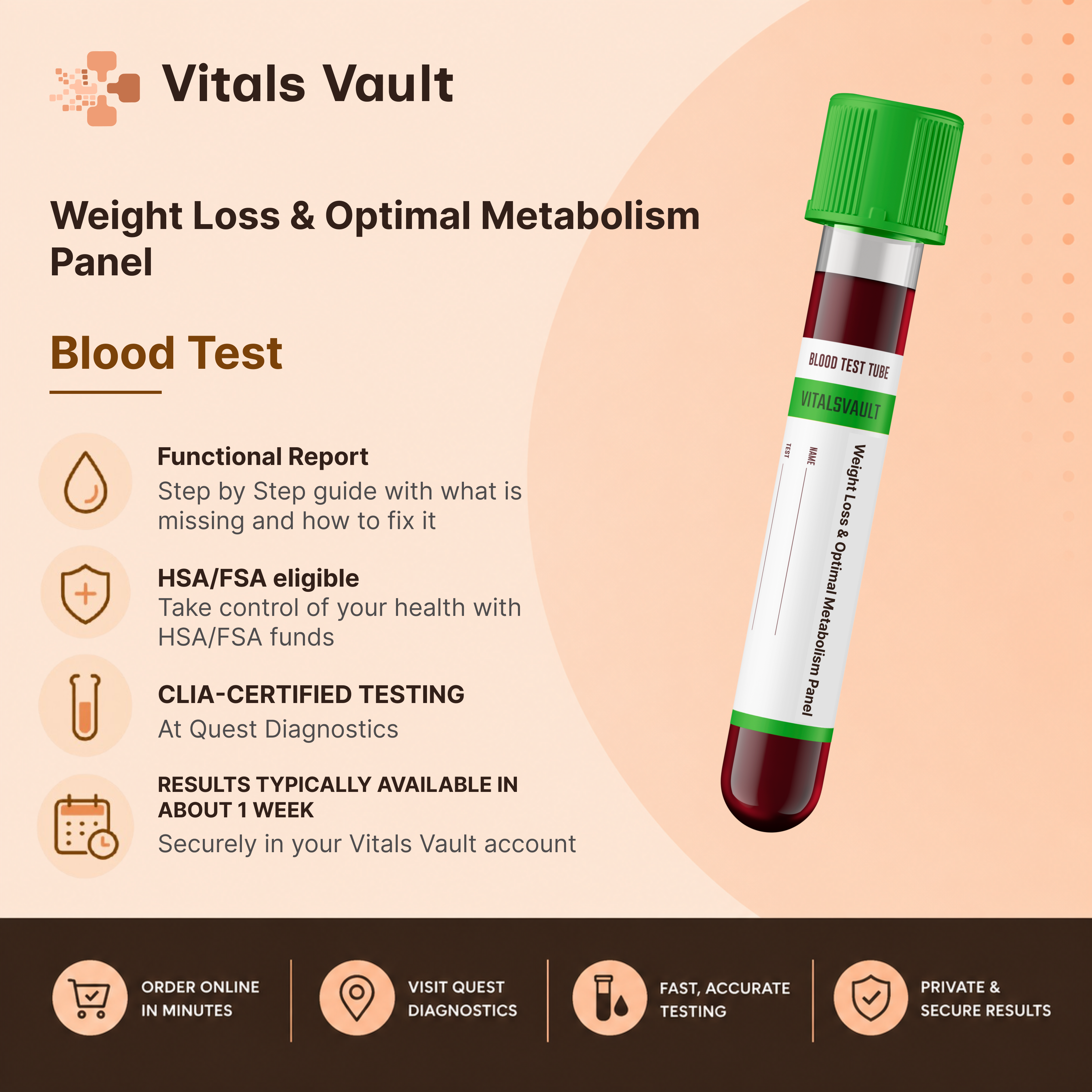 Weight Loss & Optimal Metabolism Panel lab test kit by Vitals Vault