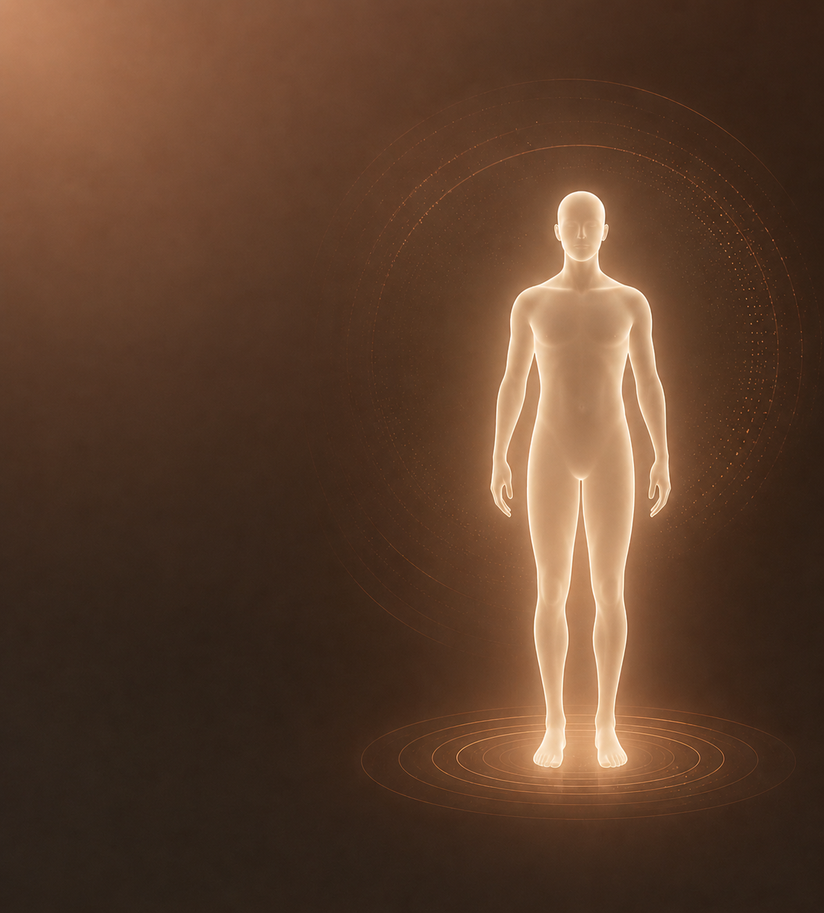 A glowing body silhouette indicating no cancer signal detected
