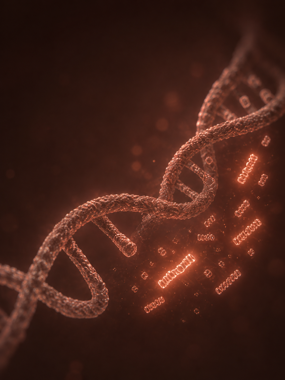 Glowing DNA double helix with methylation markers